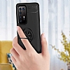 Eiroo Liquid Ring Huawei P40 Pro Standl Krmz-Siyah Silikon Klf - Resim: 4