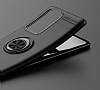 Eiroo Liquid Ring Huawei P40 Standl Siyah-Krmz Silikon Klf - Resim 1