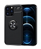 Eiroo Liquid Ring iPhone 13 Pro Max Standl Siyah Silikon Klf