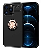 Eiroo Liquid Ring iPhone 13 Pro Max Standl Rose-Gold Siyah Silikon Klf