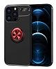 Eiroo Liquid Ring iPhone 13 Pro Max Standl Krmz-Siyah Silikon Klf