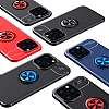 Eiroo Liquid Ring iPhone 14 Pro Standl Siyah-Mavi Silikon Klf - Resim: 9