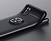 Eiroo Liquid Ring Xiaomi Poco M3 Standl Siyah-Mavi Silikon Klf - Resim: 3