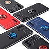 Eiroo Liquid Ring Xiaomi Poco M3 Standl Siyah-Mavi Silikon Klf - Resim: 8
