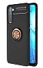 Eiroo Liquid Ring Oppo A91 Standl Siyah-Rose Gold Silikon Klf