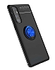 Eiroo Liquid Ring Oppo Reno3 Pro 5G Standl Siyah-Mavi Silikon Klf