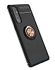 Eiroo Liquid Ring Oppo Reno3 Pro 5G Standl Siyah-Rose Gold Silikon Klf