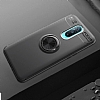 Eiroo Liquid Ring Oppo RX17 Pro Standl Krmz-Siyah Silikon Klf - Resim: 2