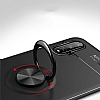 Eiroo Liquid Ring Realme 5 Standl Siyah-Krmz Silikon Klf - Resim: 2