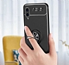 Eiroo Liquid Ring Samsung Galaxy A02 Standl Siyah-Krmz Silikon Klf - Resim: 3