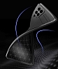 Eiroo Liquid Ring Samsung Galaxy A12 Standl Siyah-Mavi Silikon Klf - Resim: 1