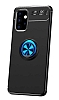 Eiroo Liquid Ring Samsung Galaxy A32 4G Standl Mavi-Siyah Silikon Klf