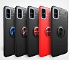 Eiroo Liquid Ring Samsung Galaxy A51 Standl Krmz-Siyah Silikon Klf - Resim: 8