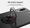 Eiroo Liquid Ring Samsung Galaxy M10 Standl Krmz-Siyah Silikon Klf - Resim: 3
