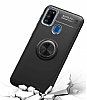 Eiroo Liquid Ring Samsung Galaxy M21 Standl Siyah-Mavi Silikon Klf - Resim: 3