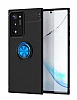 Eiroo Liquid Ring Samsung Galaxy Note 20 Standl Lacivert-Siyah Silikon Klf