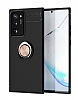 Eiroo Liquid Ring Samsung Galaxy Note 20 Standl Rose Gold-Siyah Silikon Klf