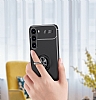 Eiroo Liquid Ring Samsung Galaxy S23 Plus Standl Siyah-Mavi Silikon Klf - Resim: 4