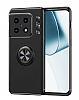Eiroo Liquid Ring OnePlus 10 Pro Standl Siyah Silikon Klf
