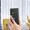 Eiroo Liquid Ring Samsung Galaxy A13 Standl Siyah-Krmz Silikon Klf - Resim 2