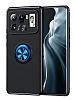 Eiroo Liquid Ring Xiaomi Mi 11 Ultra Standl Siyah-Mavi Silikon Klf