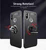 Eiroo Liquid Ring Xiaomi Mi 8 SE Standl Krmz-Siyah Silikon Klf - Resim 1