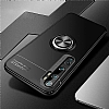 Eiroo Liquid Ring Xiaomi Mi Note 10 Standl Krmz-Siyah Silikon Klf - Resim 2