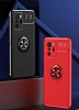 Eiroo Liquid Ring Xiaomi Poco X3 GT Standl Krmz-Siyah Silikon Klf - Resim 3