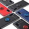 Eiroo Liquid Ring Xiaomi Redmi K40 Gaming Standl Siyah-Krmz Silikon Klf - Resim: 8
