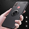 Eiroo Liquid Ring Xiaomi Redmi Note 6 Pro Standl Krmz-Siyah Silikon Klf - Resim 1
