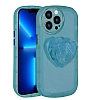 Eiroo Love Series iPhone 12 Pro Kalp Tutuculu Mavi Silikon Klf
