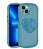Eiroo Love Series iPhone 13 Kalp Tutuculu Mavi Silikon Klf