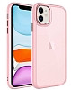 Eiroo Luxe iPhone 11 Buzlu Silikon Kenarl Pembe Rubber Klf