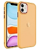 Eiroo Luxe iPhone 11 Buzlu Silikon Kenarl Turuncu Rubber Klf