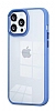 Eiroo Luxe iPhone 12 Pro Max Mavi Silikon Kenarl Rubber Klf