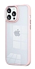 Eiroo Luxe iPhone 12 Pro Max Pembe Silikon Kenarl Rubber Klf
