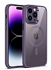 Eiroo Luxe iPhone 13 Pro Max Magsafe zellikli Mor Silikon Kenarl Rubber Klf