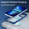 Eiroo Luxe iPhone 13 Pro Max Magsafe zellikli Mavi Silikon Kenarl Rubber Klf - Resim: 3
