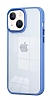 Eiroo Luxe iPhone 13 Mavi Silikon Kenarl Rubber Klf