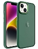 Eiroo Luxe iPhone 14 Buzlu Silikon Kenarl Yeil Rubber Klf