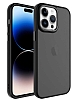 Eiroo Luxe iPhone 14 Pro Max Buzlu Silikon Kenarl Siyah Rubber Klf