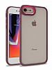 Eiroo Luxe iPhone 7 / 8 Silikon Kenarl Krmz Rubber Klf
