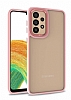 Eiroo Luxe Samsung Galaxy A72 5G Pembe Silikon Kenarl Rubber Klf