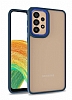 Eiroo Luxe Samsung Galaxy A73 Lacivert Silikon Kenarl Rubber Klf