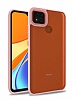 Eiroo Luxe Xiaomi Poco C3 Pembe Silikon Kenarl Rubber Klf