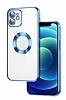 Eiroo Luxury Clear iPhone 12 Kamera Korumal Mavi Silikon Klf