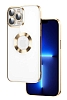 Eiroo Luxury Clear iPhone 12 Pro Kamera Korumal Gold Silikon Klf