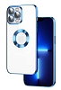 Eiroo Luxury Clear iPhone 12 Pro Kamera Korumal Mavi Silikon Klf