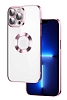 Eiroo Luxury Clear iPhone 12 Pro Kamera Korumal Rose Gold Silikon Klf