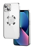 Eiroo Luxury Clear iPhone 13 Kamera Korumal Silver Silikon Klf